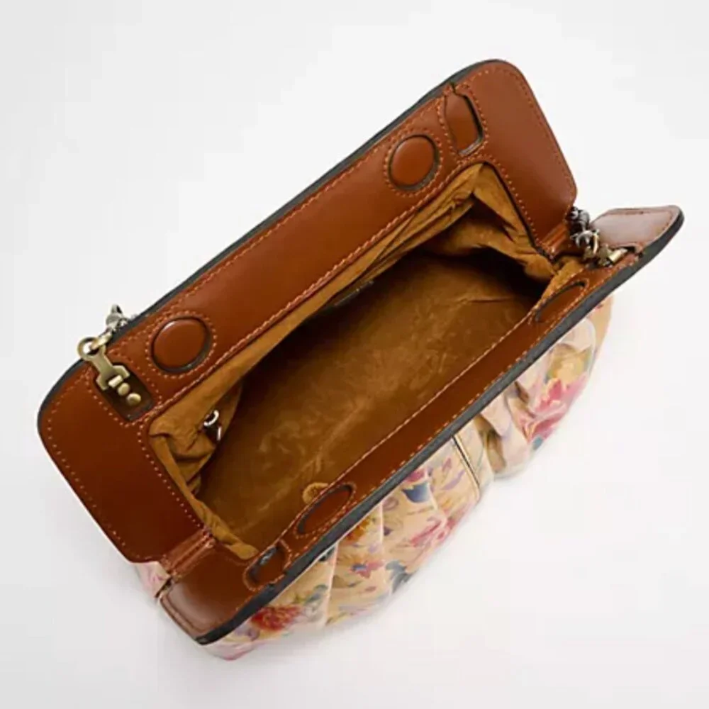 Patricia Nash Zelia Floral Leather Chain Strap Should Handbag Aegean Blooms Tan